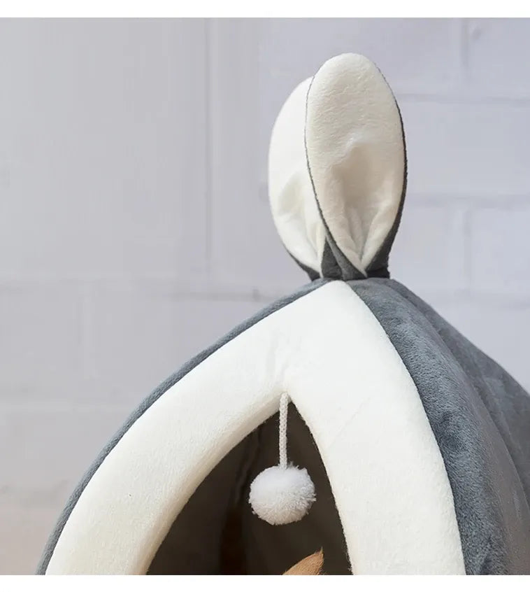 Cuddly & Cozy - Soft Cat Bed In Cave Shape With Play Ball