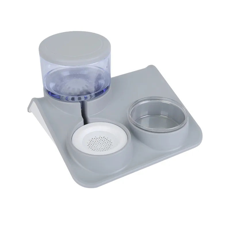 Water And Food Bowl For Pets - 2-in-1 System With Practical Base