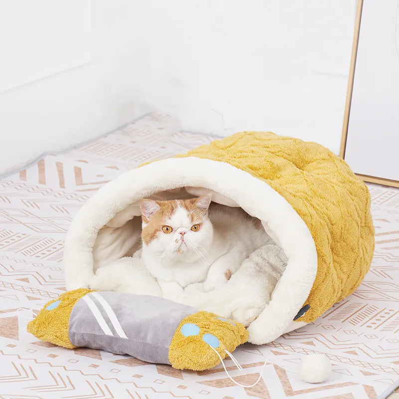 Cat Bed in Cushion Design with Toys for Cosy Breaks