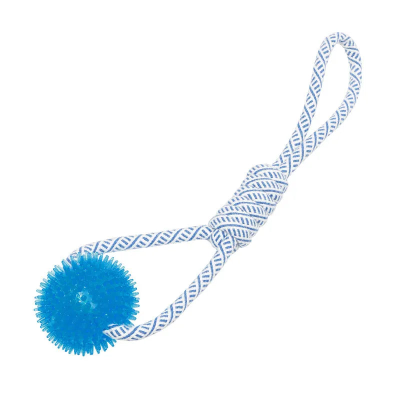 Dog Toy with Rubber Ball and Rope - Chew Toy for Pulling and Playing