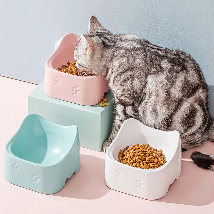 Raised Feeding Bowl For Cats - Ergonomic And Non-slip Design