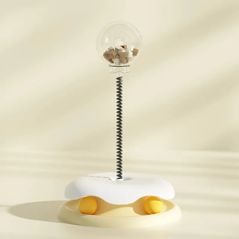 Interactive Cat Toy With Treat Dispenser And Flexible Pole