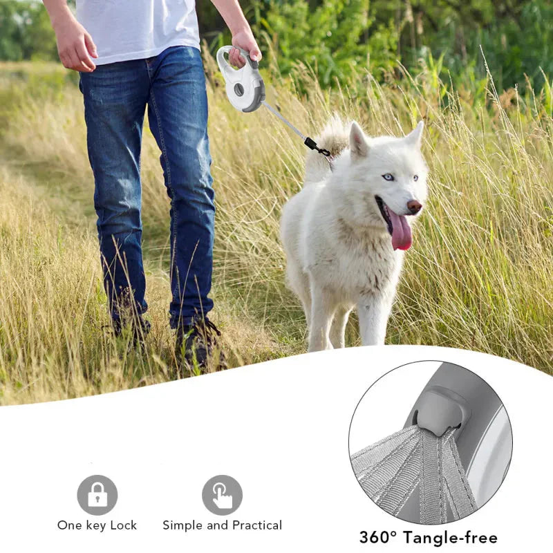 Automatic Dog Leash Retriever With Rotation Mechanism - 5m Flexi Leash For Dogs