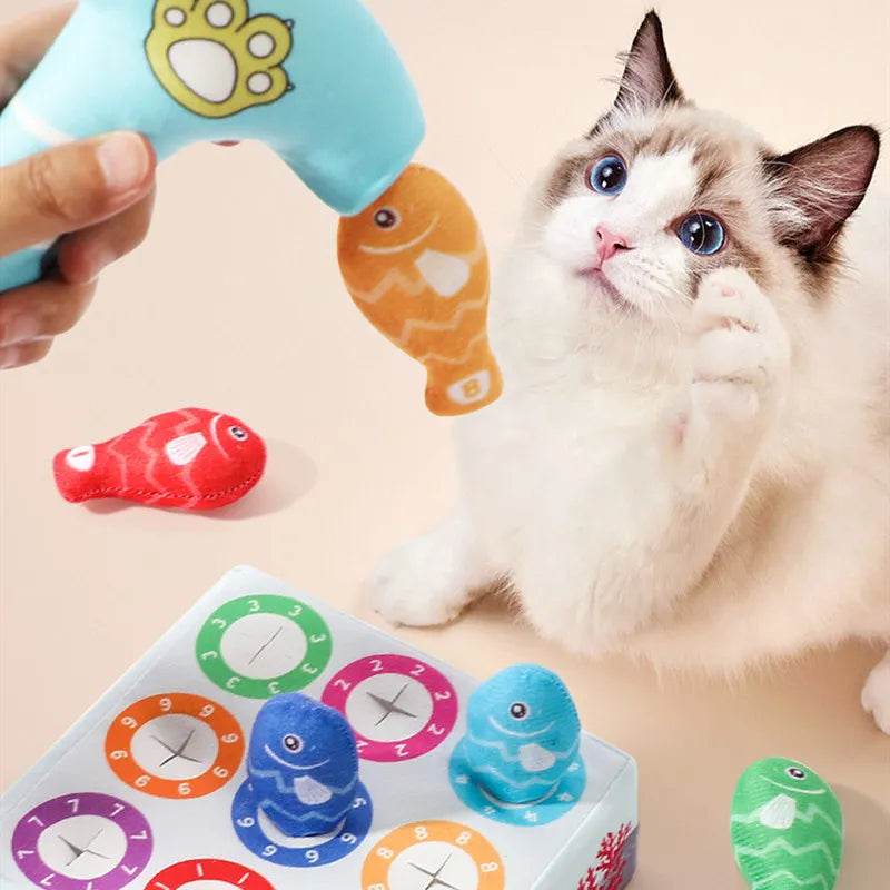 Interactive Cat Toy - Colourful Fish Toys in a Set for Chewing and Playing