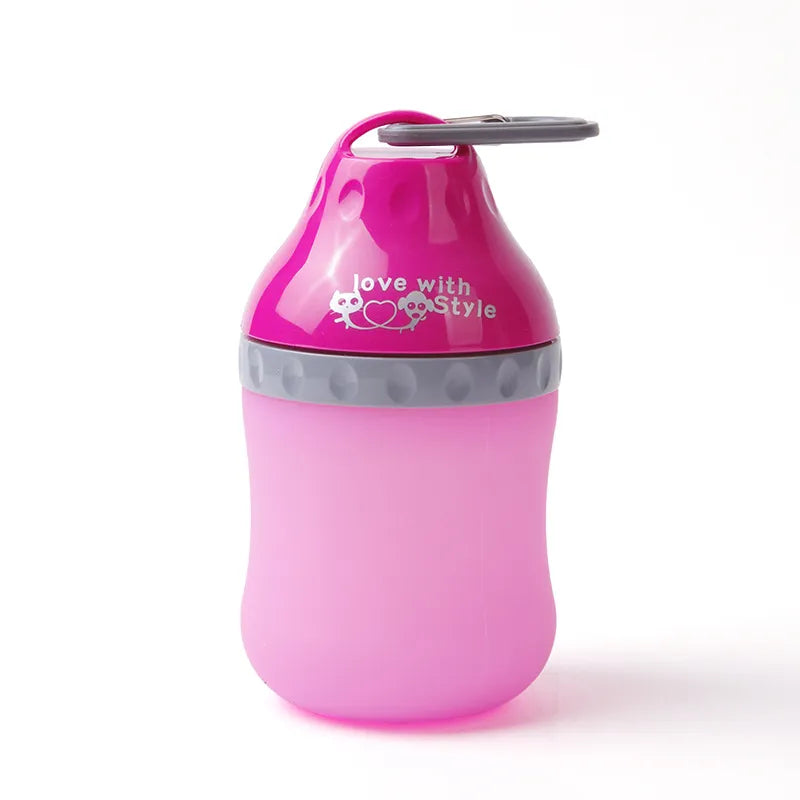 Portable Drinking Bottle For Pets With Integrated Bowl And Carabiner