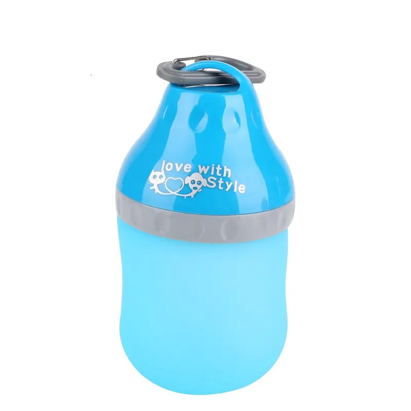 Portable Drinking Bottle For Pets With Integrated Bowl And Carabiner