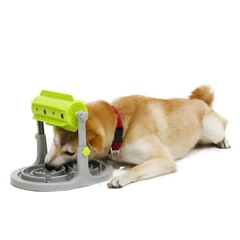 Interactive Food Dispenser For Dogs With Rotation Function And Anti - Snacking Bowl