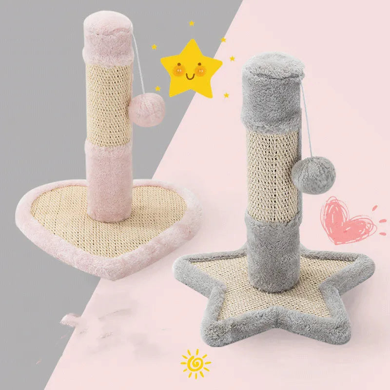 Cat Scratching Post In Heart Or Star Design With Toys