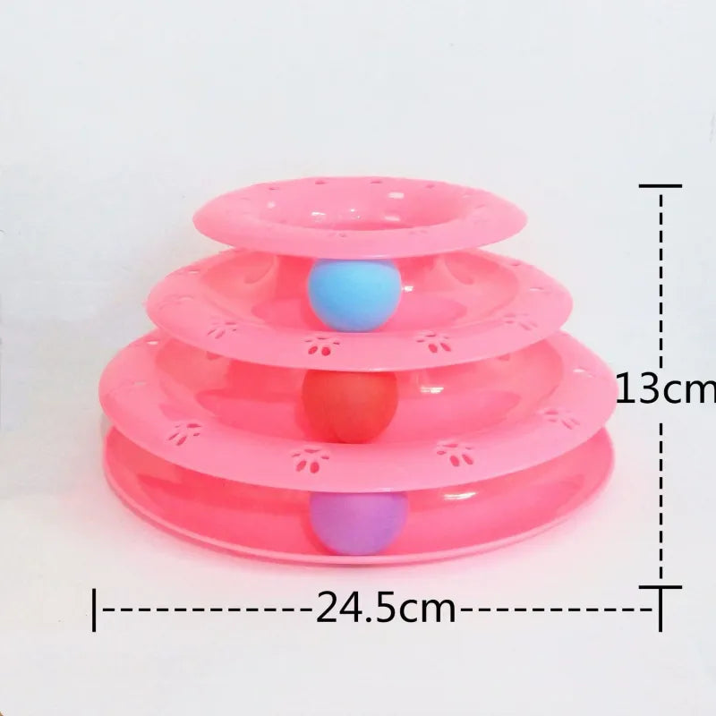 Interactive Cat Toy - 3 - Stage Play Pyramid with Colourful Balls