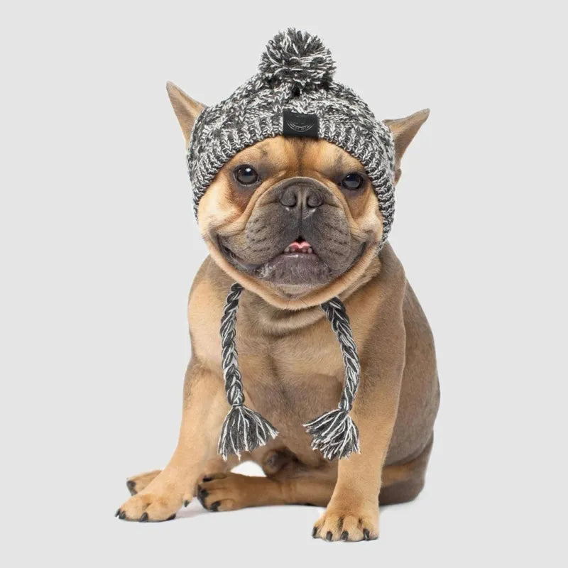 Stylish Dog Hat With Bobble - Warm Winter Hat For Small Dogs