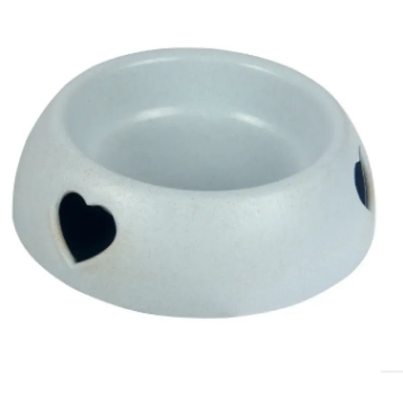 Dog Bowl Made Of Natural Material - Food And Water Bowl With Heart Design
