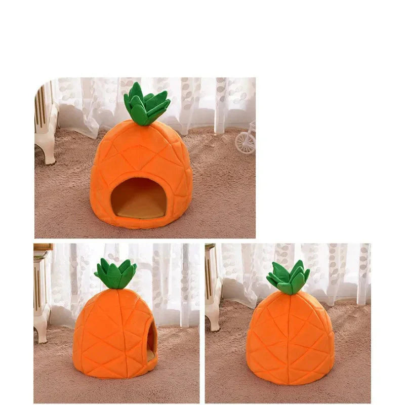 Cat Cave In Pineapple Design - Cuddly Sleeping Cave For Cats And Small Dogs