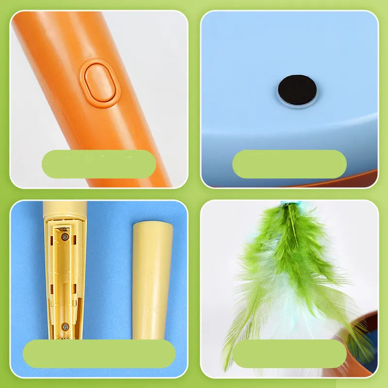 Interactive Cat Toy With Feathers And Ball - Electronic Toy For Cats