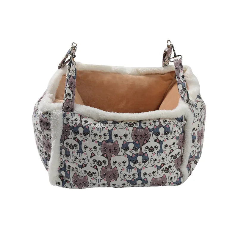 Cat Sleeping Basket With Cute Cat Pattern - Soft And Cosy Basket For Cats