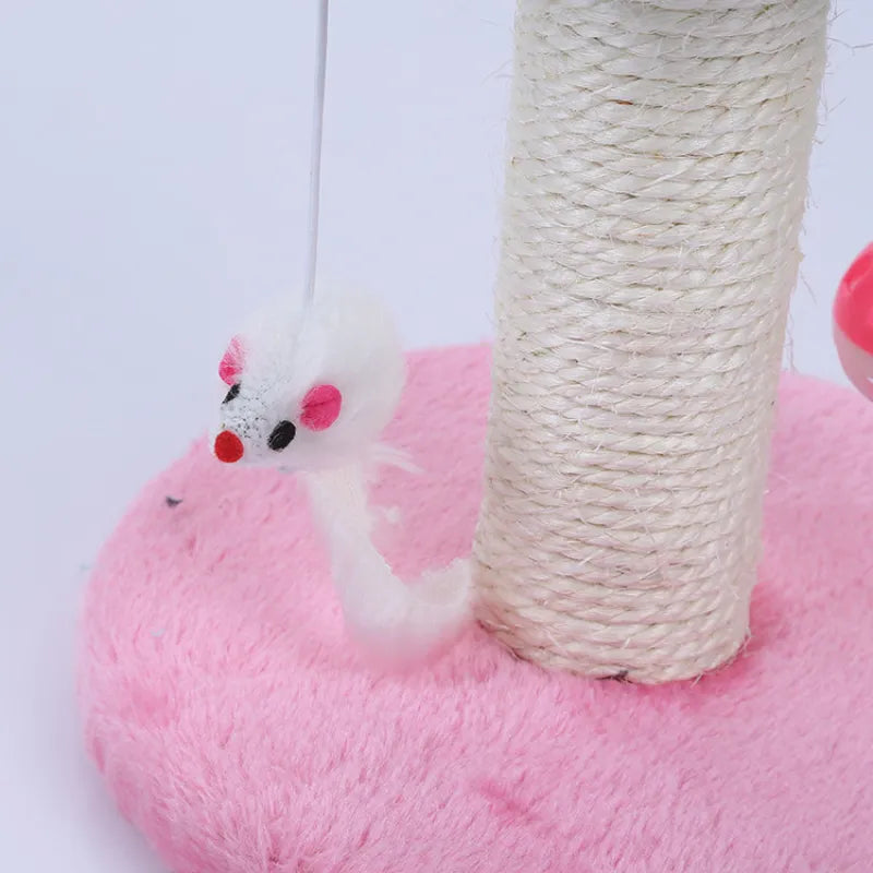 Cat Scratching Post With Toy - Scratching Post With Interactive Ball And Mouse