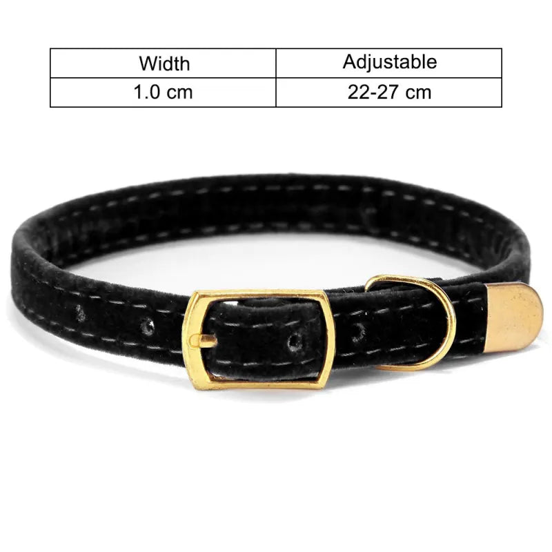 Velours Cat Collar With Golden Buckle - Soft Adjustable And Elegant