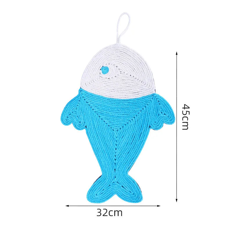 Cat Scratching Mat Cactus And Fish - Scratching Toy for Cats, Wall and Floor Scratching Mat Made of Sisal