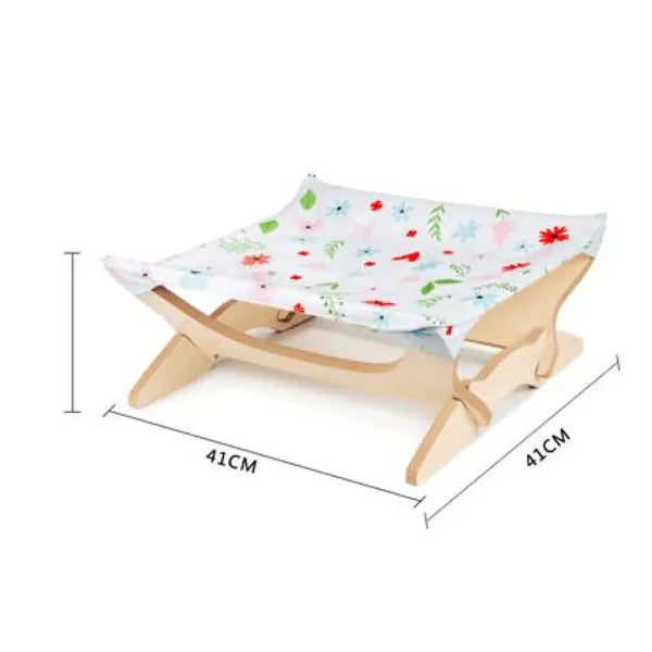 Colourful Wooden Cat Lounger With Fabric Cover - Comfortable Resting Place For Cats