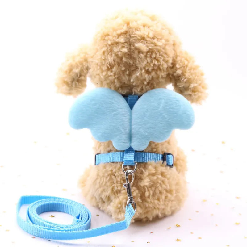 Cute Pet Harness With Angel Wings And Lead - Adjustable For Cats Small Dogs