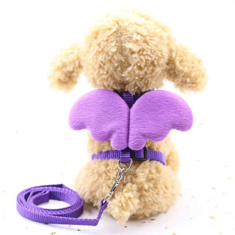 Cute Pet Harness With Angel Wings And Lead - Adjustable For Cats Small Dogs