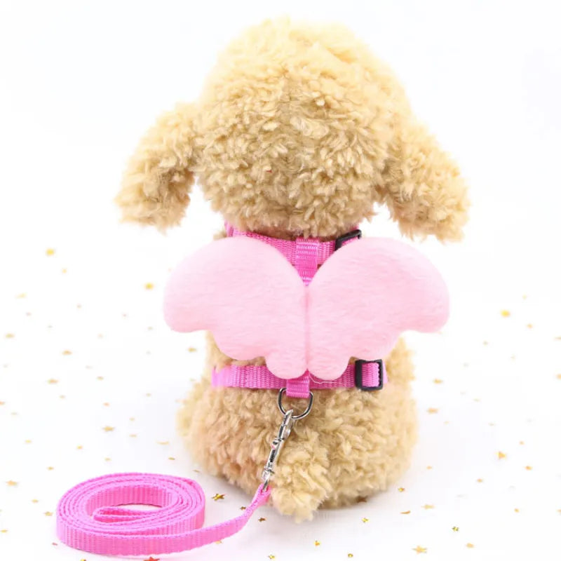 Cute Pet Harness With Angel Wings And Lead - Adjustable For Cats Small Dogs