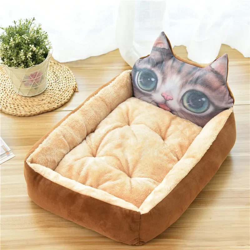 Cat Bed in Animal Head Design for Cosy Sleeping Areas