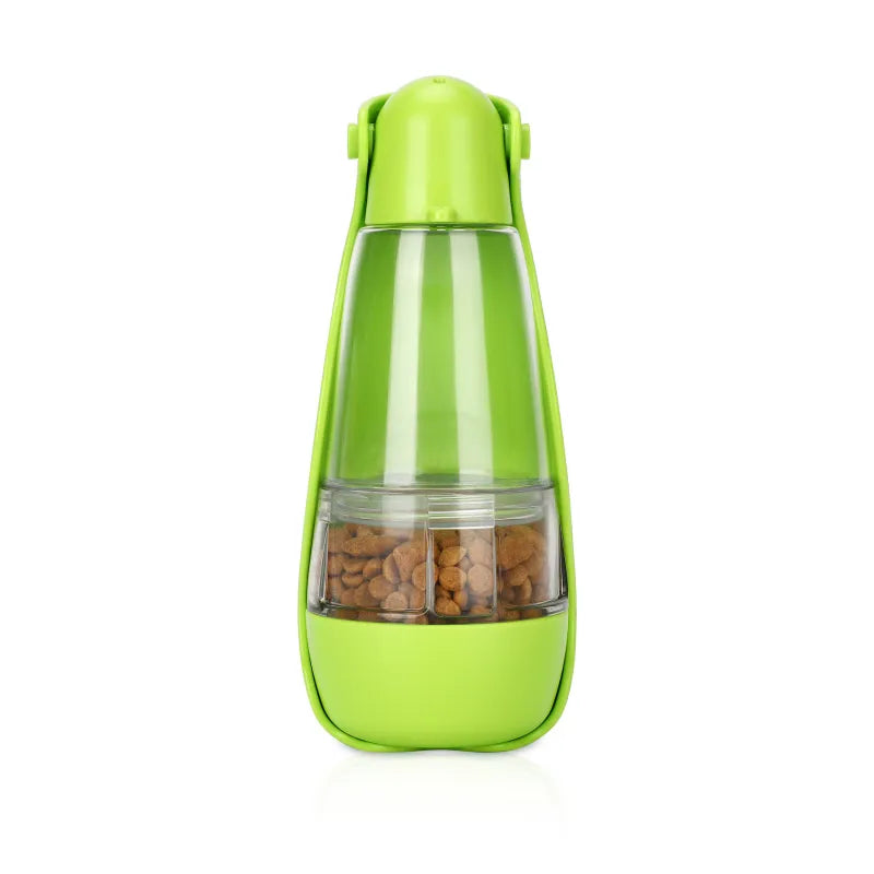 Drinking Bottle For Dogs - Water Bottle For On The Go With Food Bowl