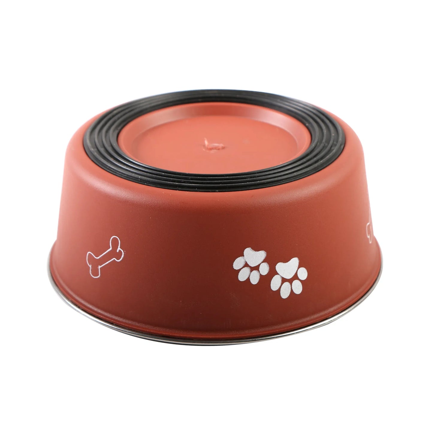Stainless Steel Dog Bowl with Grey Plastic Rim