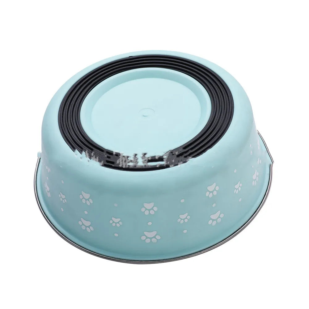 Stainless Steel Dog Bowl with Grey Plastic Rim