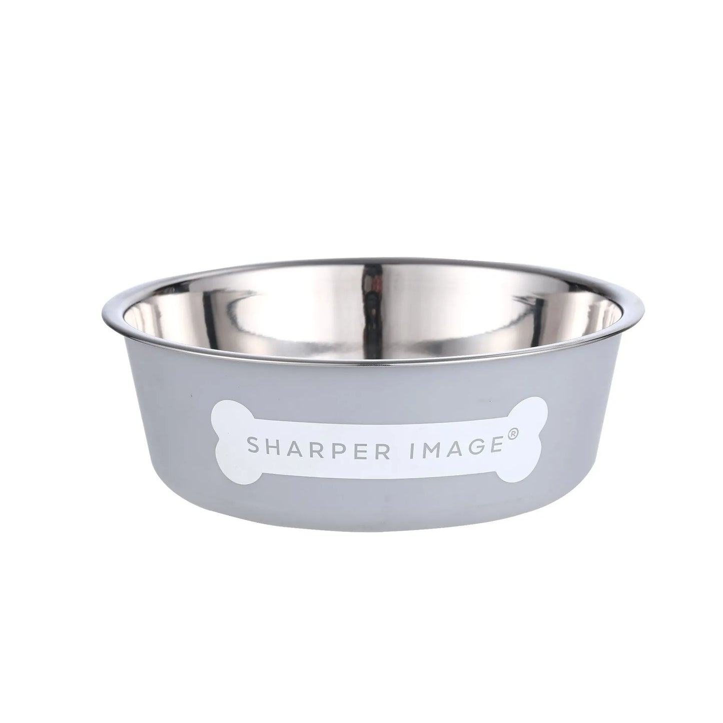 Stainless Steel Dog Bowl with Grey Plastic Rim