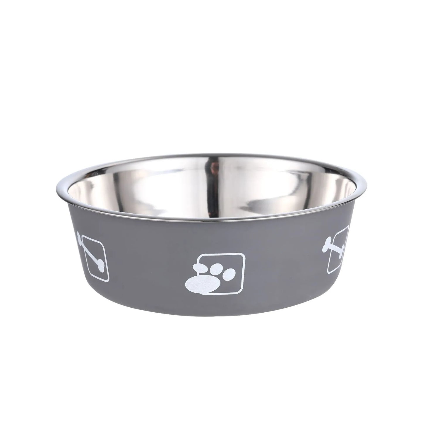 Stainless Steel Dog Bowl with Grey Plastic Rim