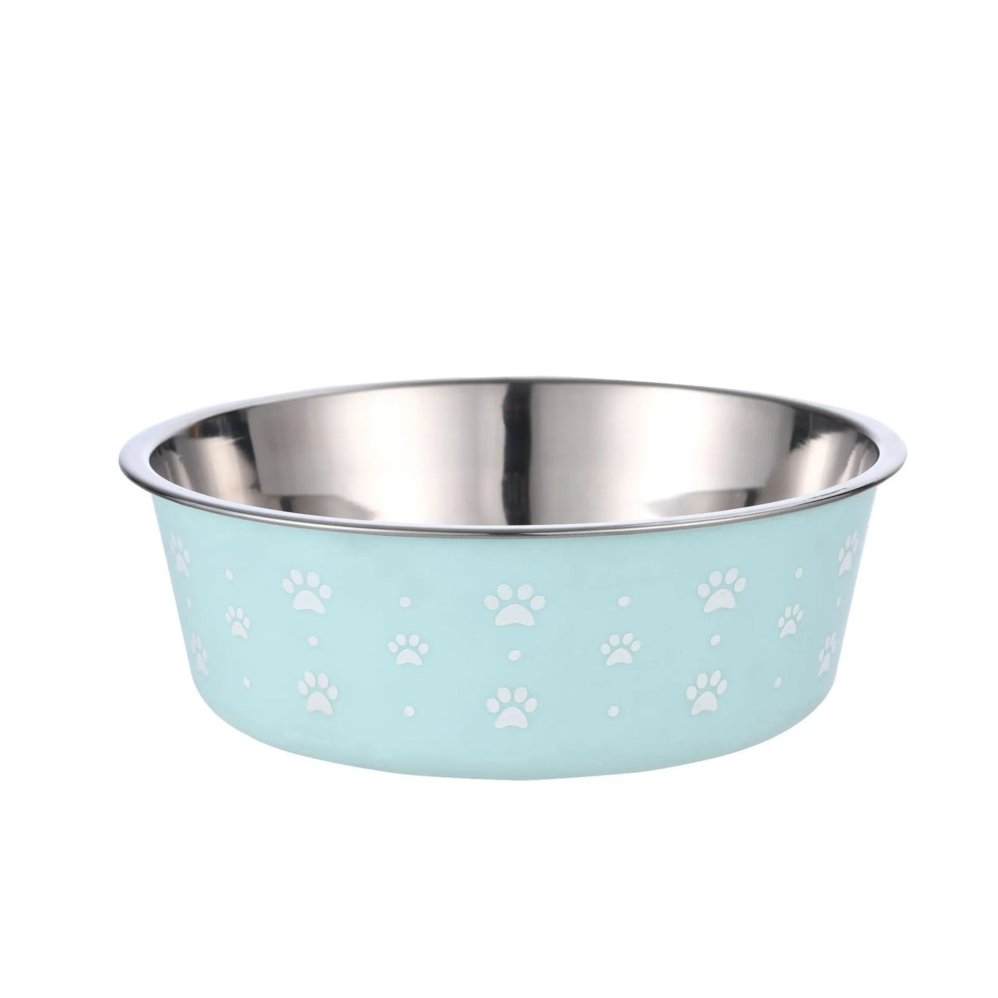 Stainless Steel Dog Bowl with Grey Plastic Rim