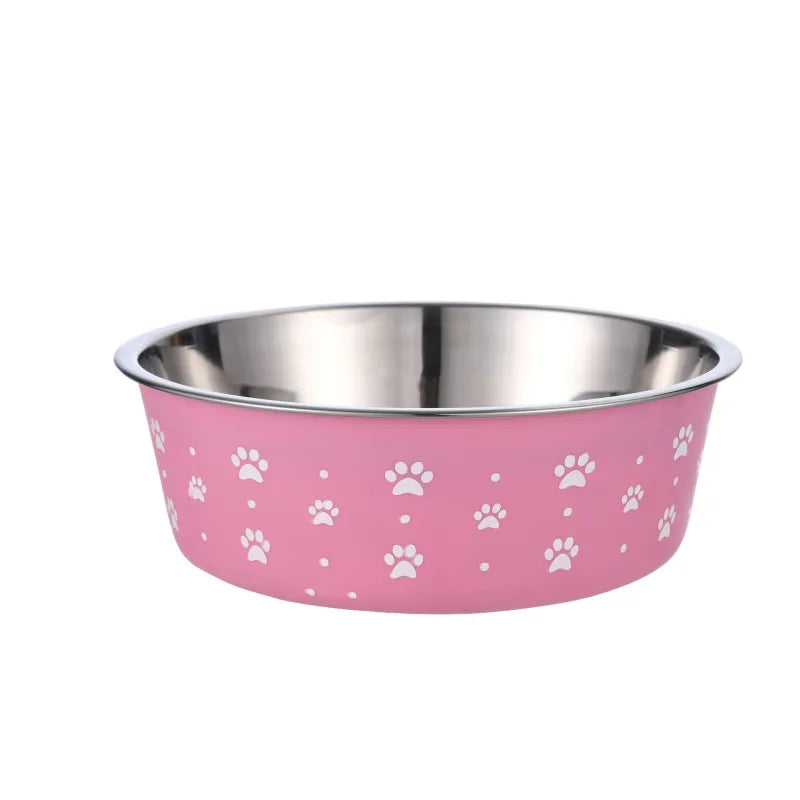 Stainless Steel Dog Bowl with Grey Plastic Rim