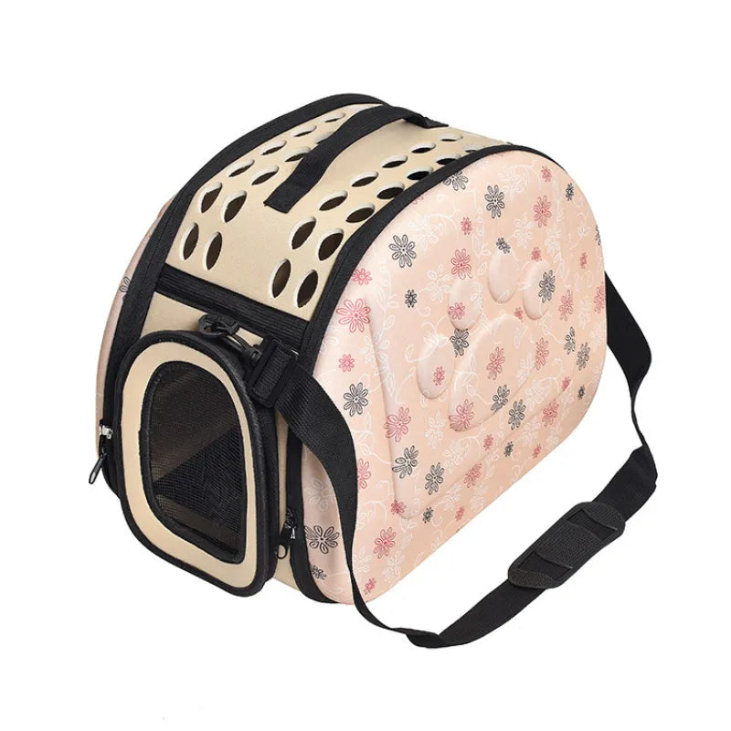 Pet Carrier Bag - Soft Cat Carrier Bag With Floral Pattern