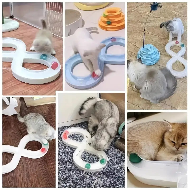 Interactive Cat Toy - Moving Ball Track In Infinity Design