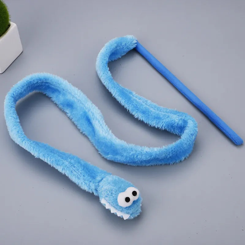 Cat Toy Dangling Worm - Interactive Play Rod with Plush Worm for Active House Pets