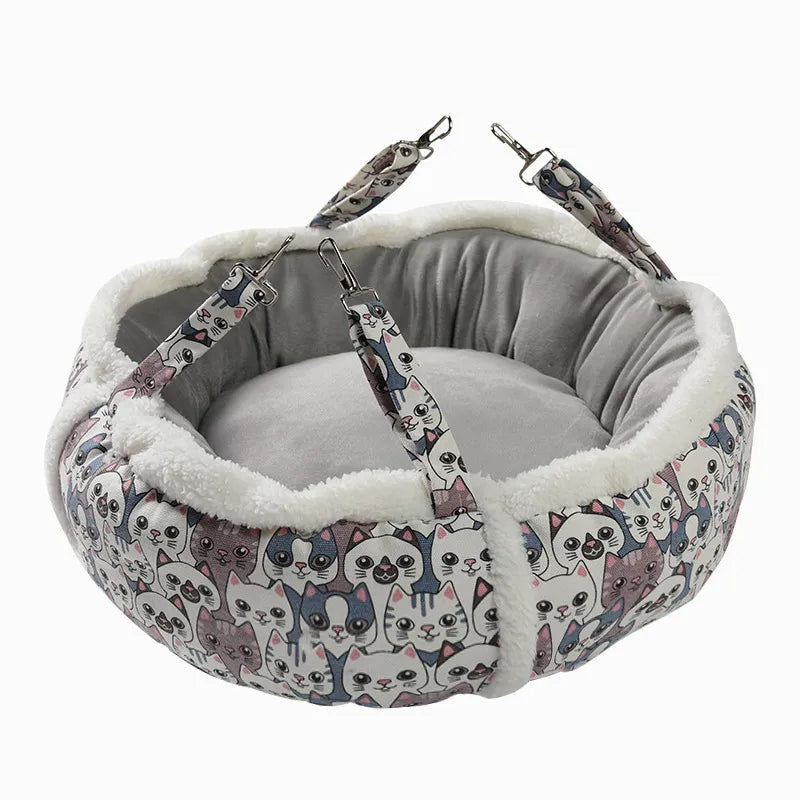 Cat Sleeping Basket With Cute Cat Pattern - Soft And Cosy Basket For Cats