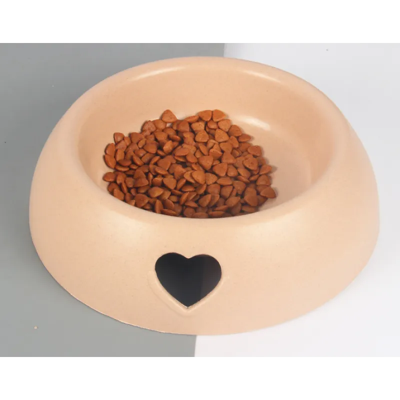 Dog Bowl Made Of Natural Material - Food And Water Bowl With Heart Design