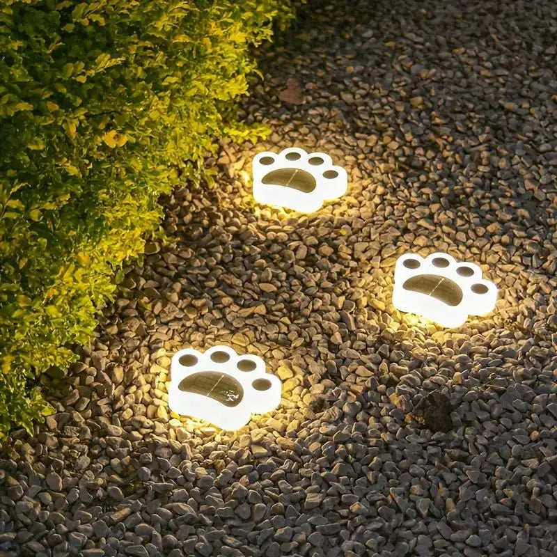 Wireless Solar Garden Lights in Paw Print Design