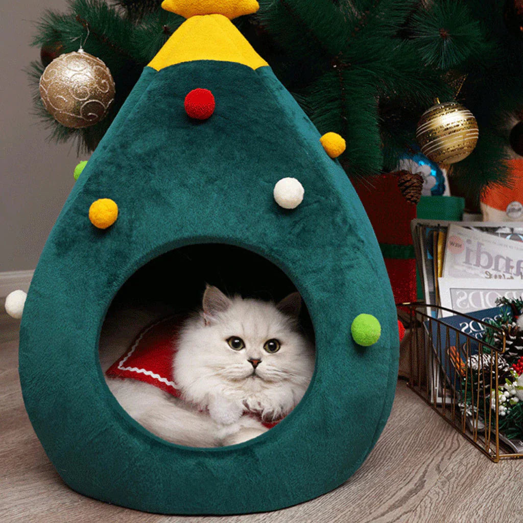 Cat Bed In Christmas Tree Form