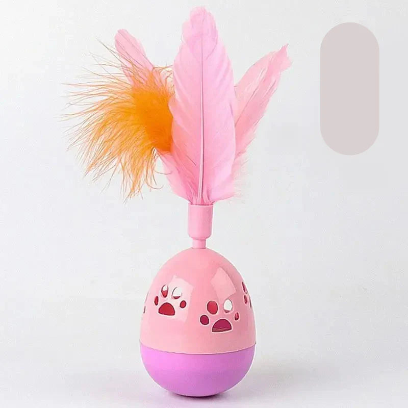 Interactive Cat Toy with Feathers - Colourful Ball - Shaped Toy for Cats