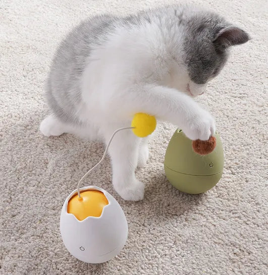 Interactive Cat Toy In Egg Shape - Toy With Moving Ball For Cats