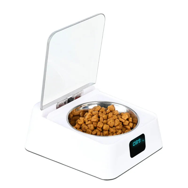 Automatic Food Dispenser For Cats With Digital Display And Lid