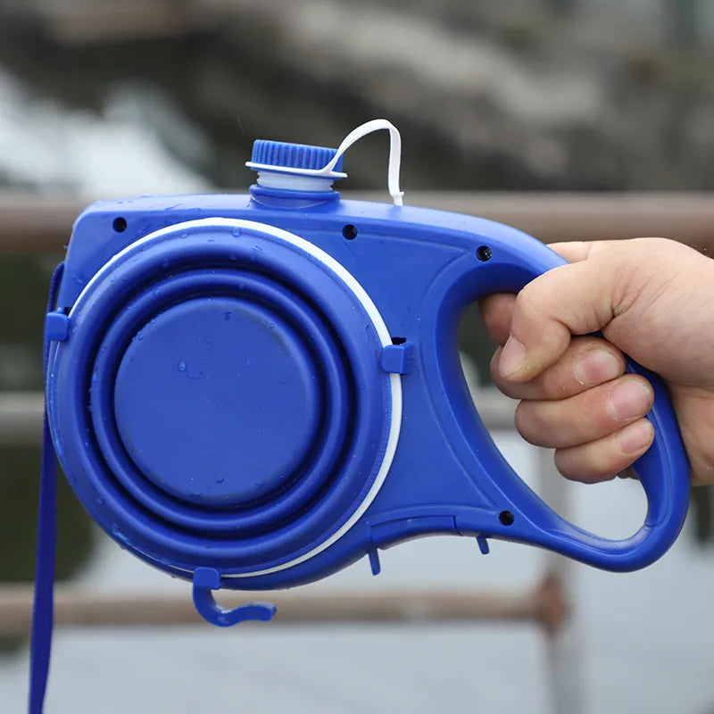 Dog Leash With Water Container Foldable Bowl And Waste Bags