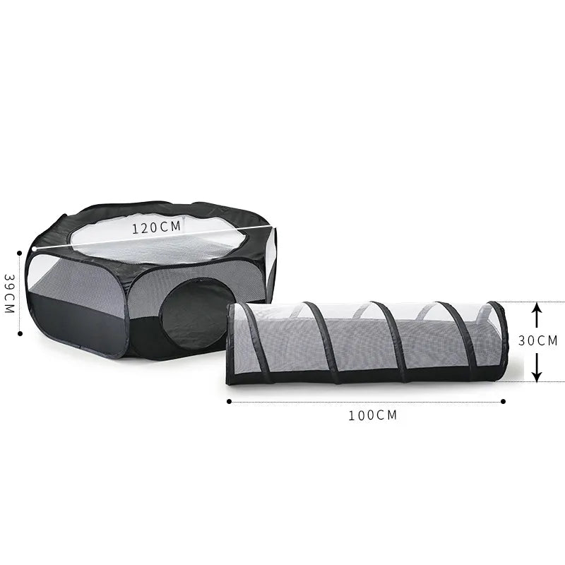Cat Play Tunnel And House - Collapsible Scratching Tube And Tent For Cats
