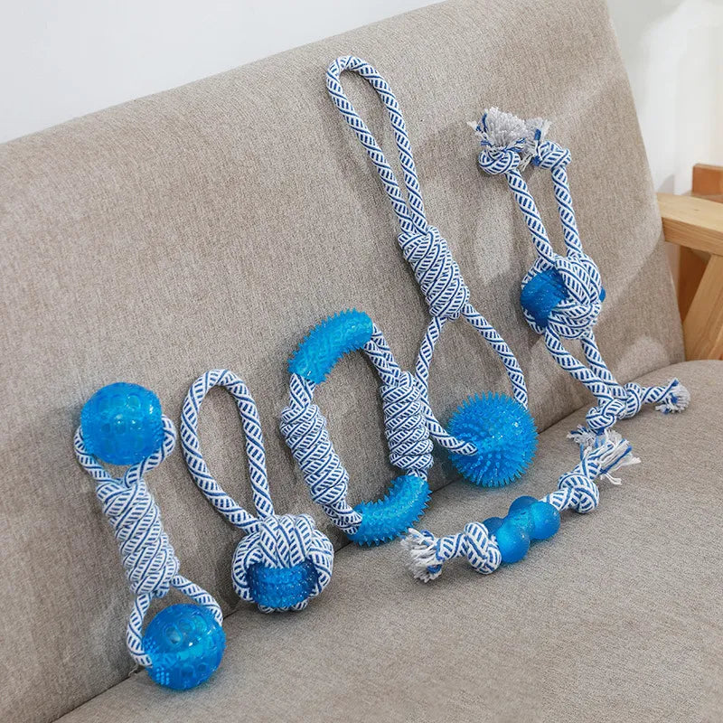 Dog Toy with Rubber Ball and Rope - Chew Toy for Pulling and Playing