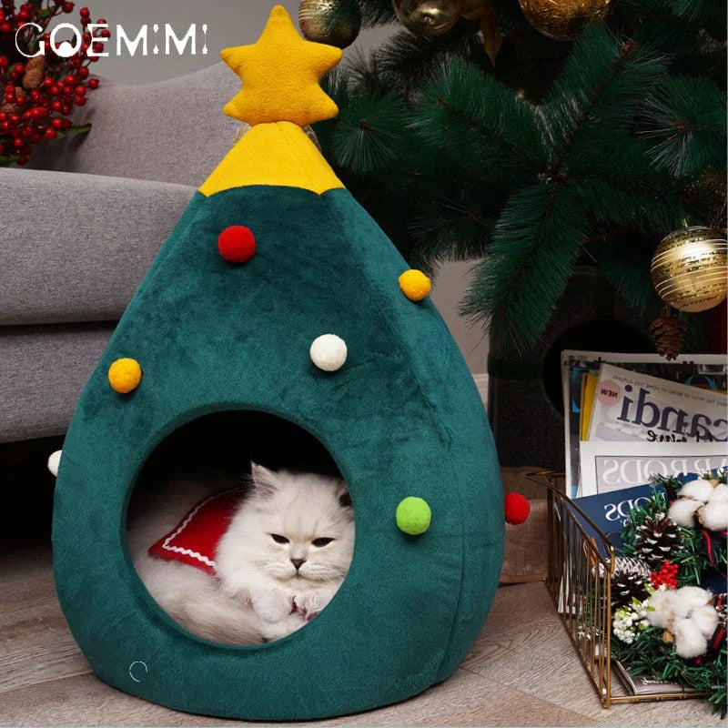 Cat Bed In Christmas Tree Form