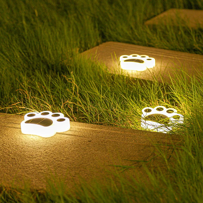 Wireless Solar Garden Lights in Paw Print Design