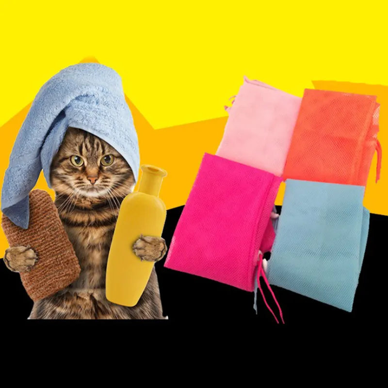 Cat Grooming Bag With Mesh Fabric For Safe Bathing And Claw Care