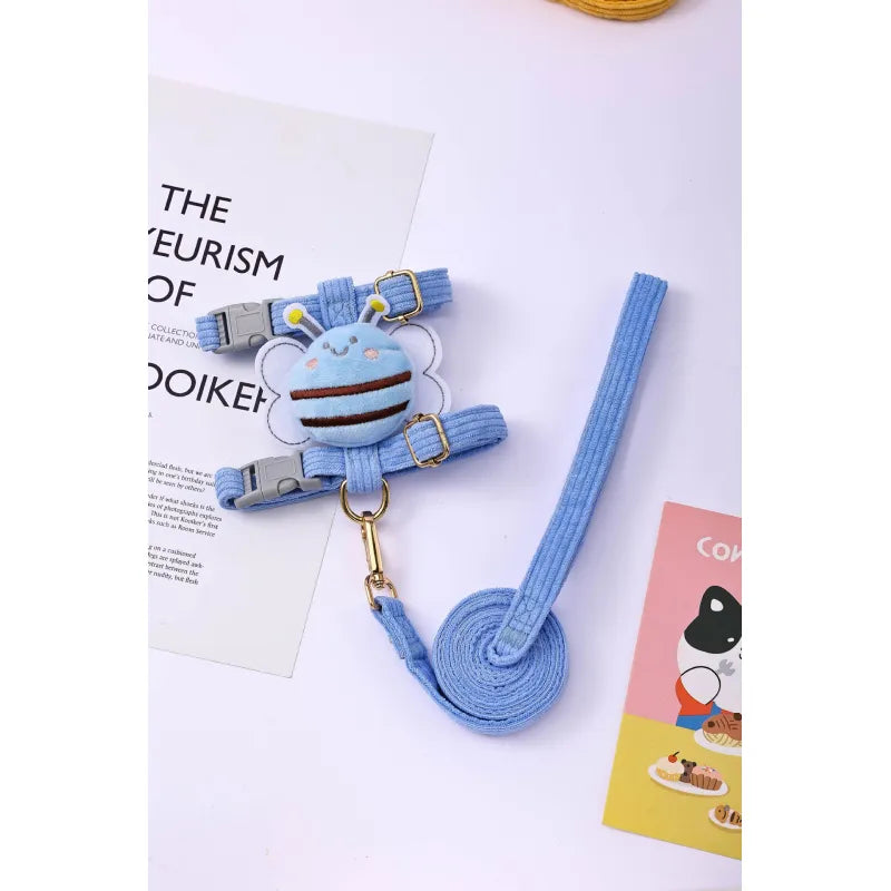 Cute Dog Harness With Bee Motif - Adjustable Lead